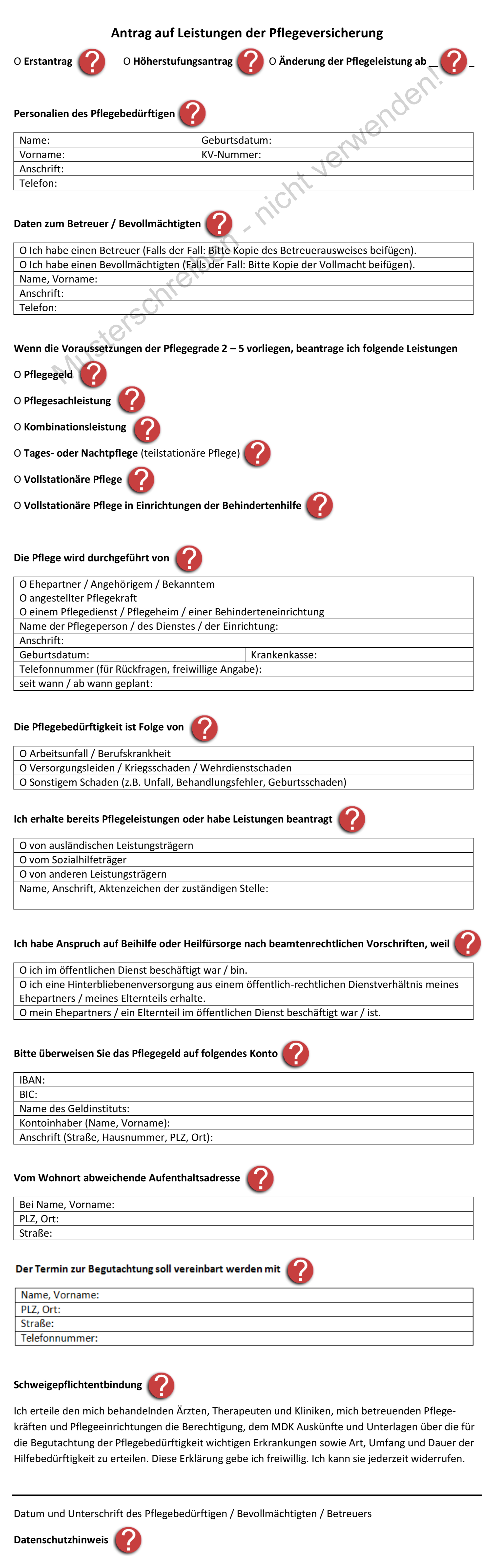 So füllen Sie den Antrag auf Leistungen der Pflegeversicherung aus