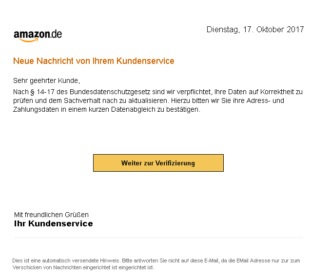 Phishing-Mail Amazon