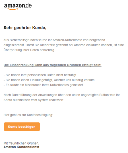 Phishing-Mail Amazon