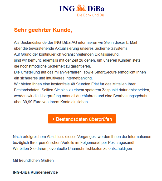 Phishing-Mail ING-DiBa