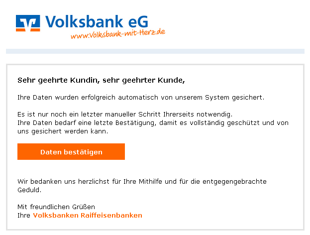 Phishing-Mail Volksbanken