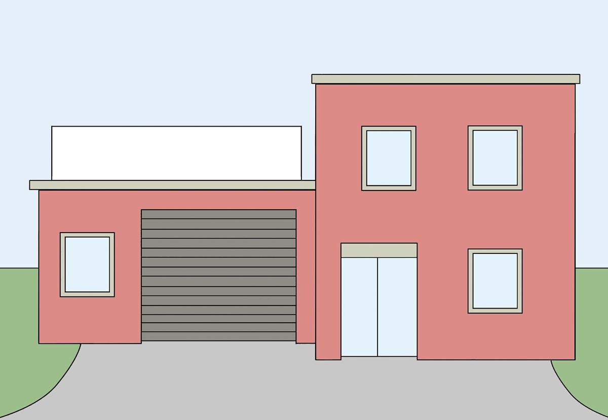 rotes Haus mit Garage 