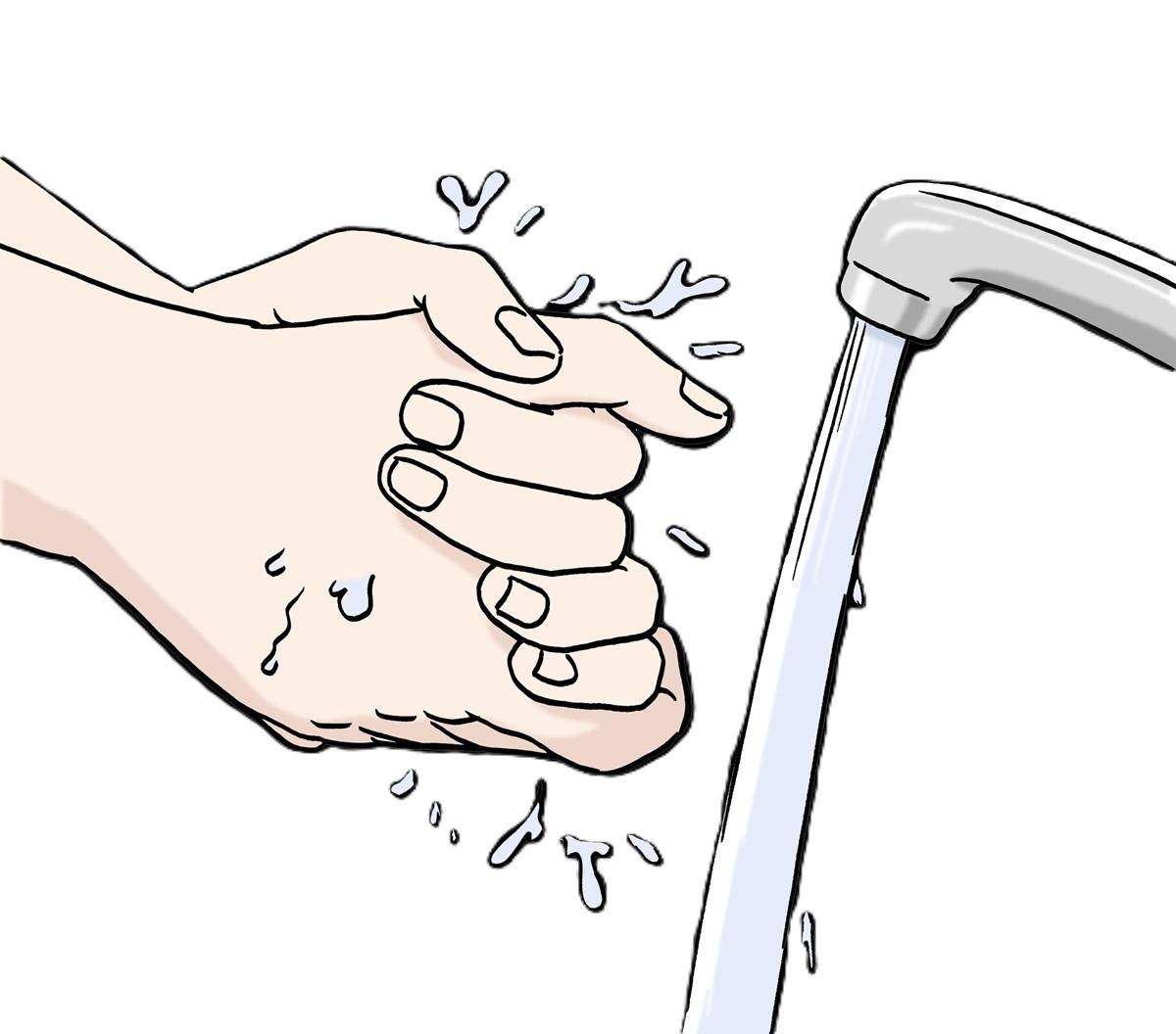 hände waschen am Wasserhahn