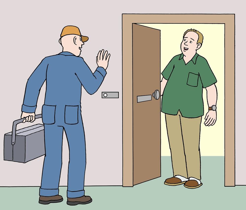 Handwerker an der Tür