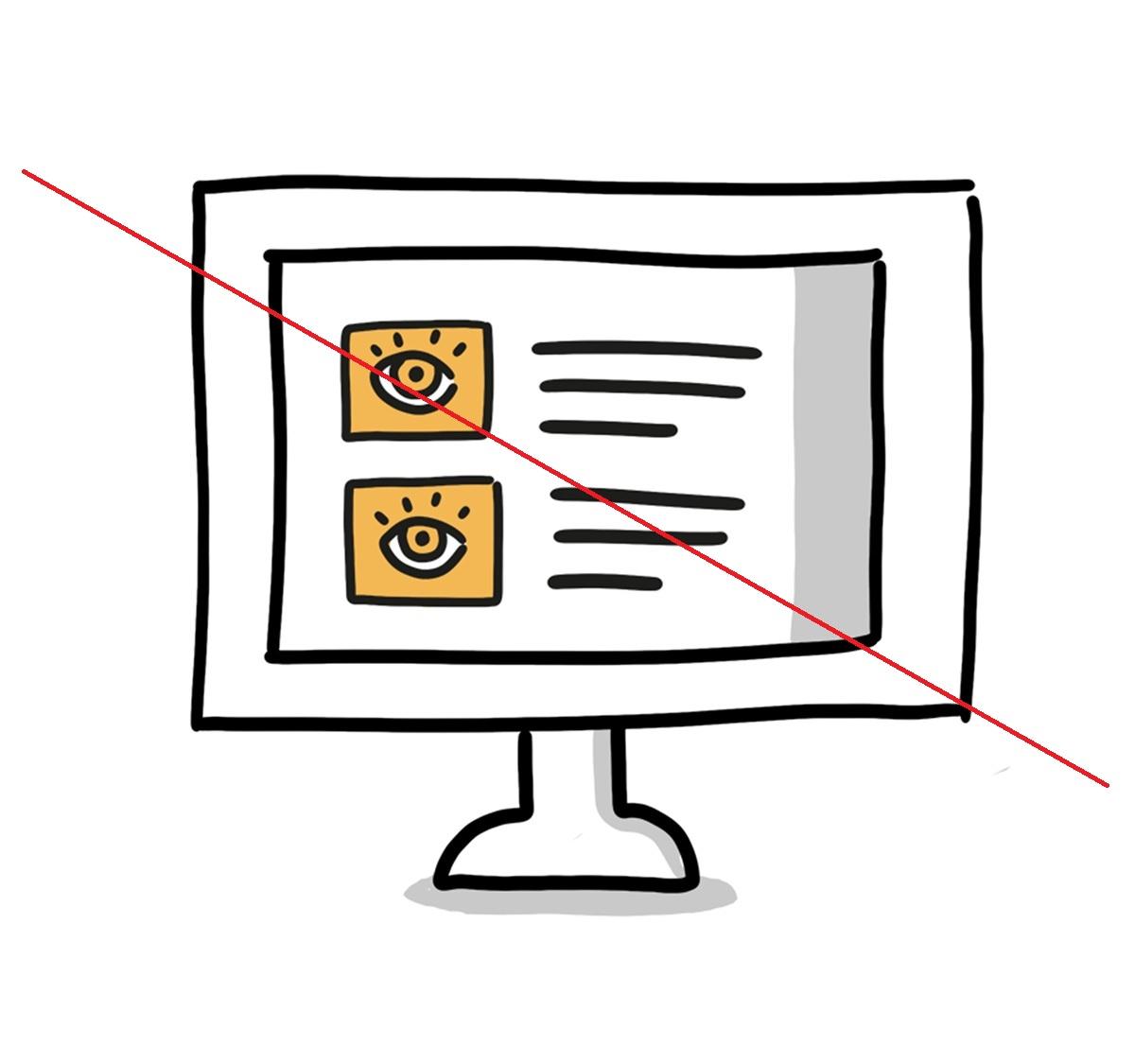 Internetseite durchgestrichen