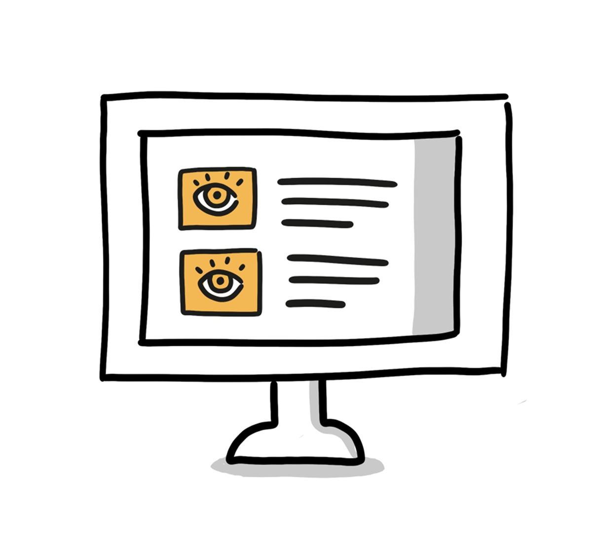 zeichnung Bildschirm mit Internetseite