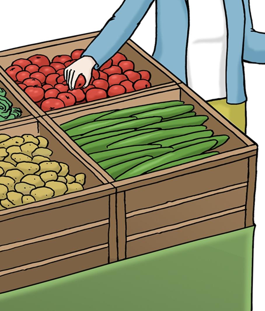 Obst und Gemüse in Kisten