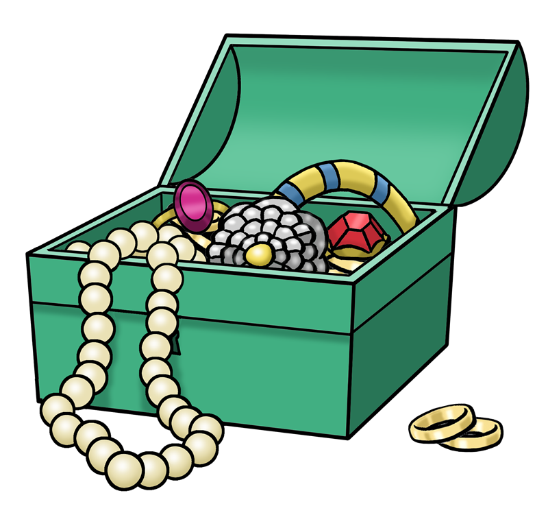 grüne Kiste mit Schmuck