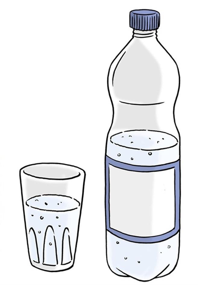 Wasserflasche und Glas