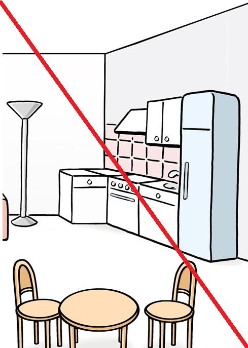 wohnküche roter Strich durch