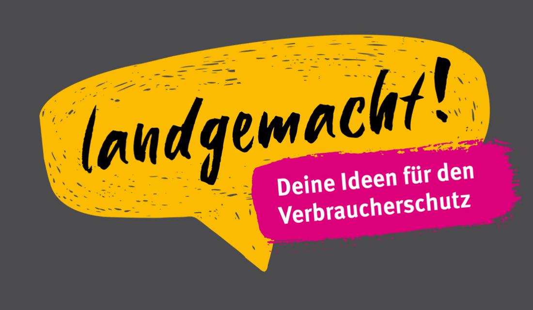 Grafik mit Sprechblase mit Text Landgemacht
