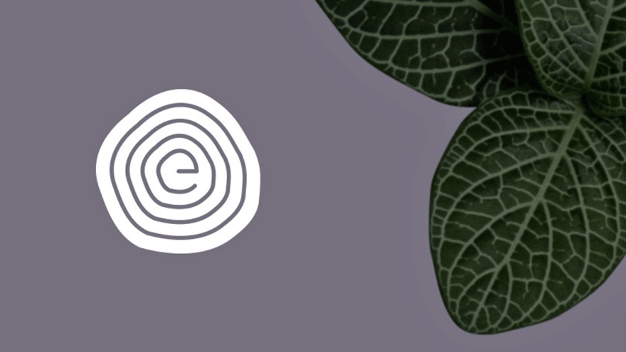 Illustration des Buchstaben "e" (Logo der App "Emyze") mit Blättern