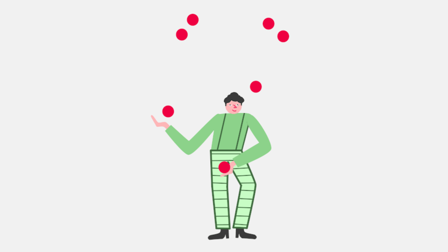 Illustration eines jonglierenden Manns in der App "Ein guter Tag"