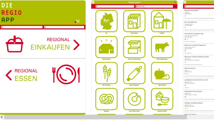 Das Bild zeigt die RegioApp in der Anwendung im App-Store 
