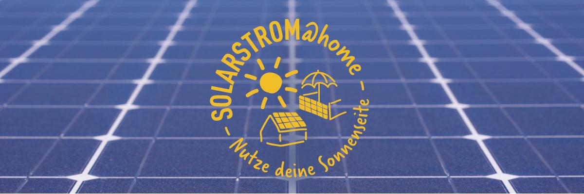 Nahaufnahme Solarmodul und Sonnenseite Logo