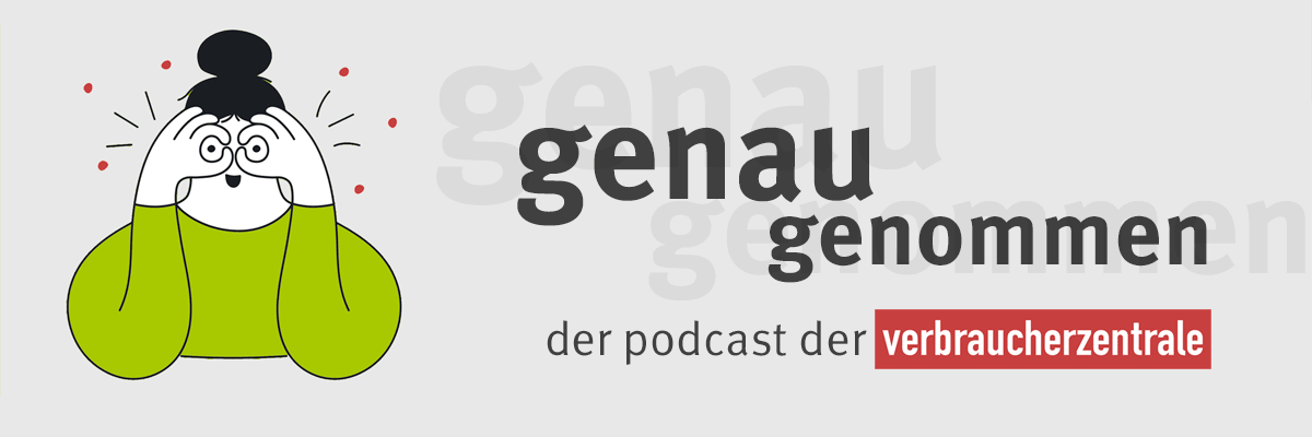 Logo des Podcasts "genau genommen" mit der Illustration einer Frau
