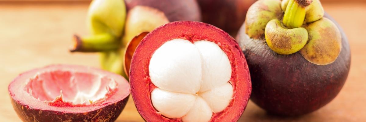 Mangostan, eine Frucht, die auf den Philippinen, in Mittelamerika und Brasilien angebaut wird