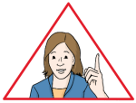 Grafik: Eine Frau im roten Warndreieck zeigt mit dem Zeigefinger nach oben