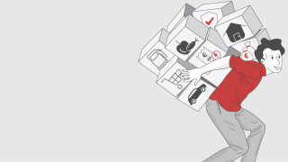 Ein Mann schultert die schwere Preislast aus allen Lebensbereichen