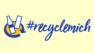 Illustration von Pastikbehältern mit Schriftzug "#recyclemich"