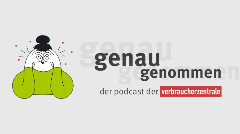 Logo des Podcasts genau genommen mit in die Ferne blickender Comicfrau